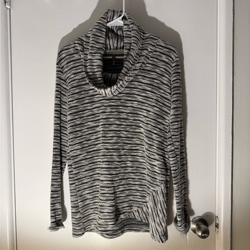Kuhl Black and White Striped Cowl Neck Sweater Size Small